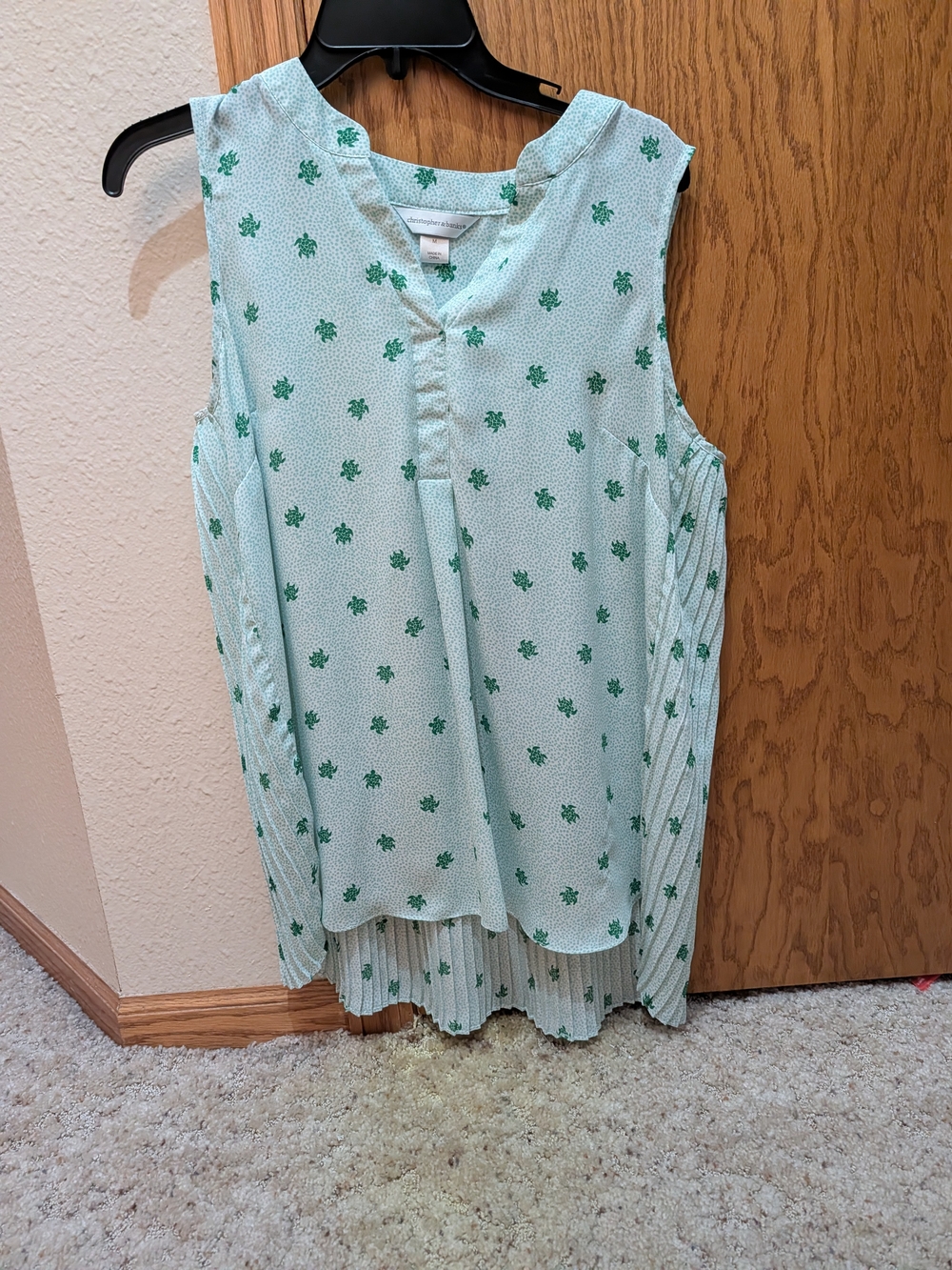 Christopher & Banks Mint Green Floral Sleeveless Tunic